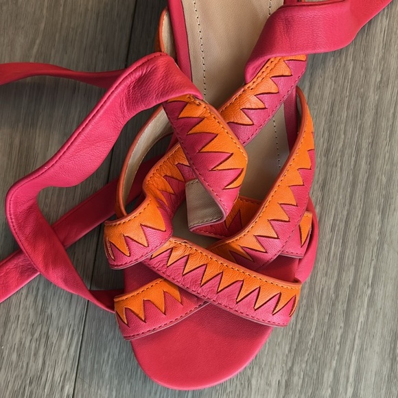 PLV Women's Vibrant Pink and Orange Sandals 8 - Picture 3 of 9